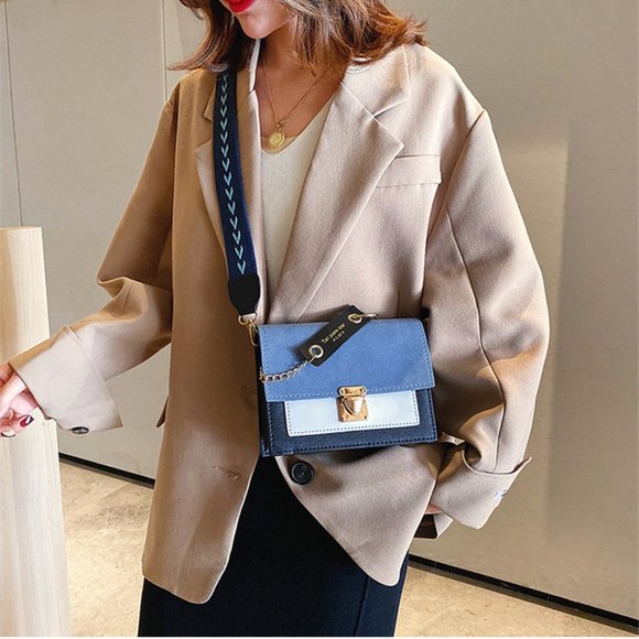 Blue  Leather Crossbody Bags